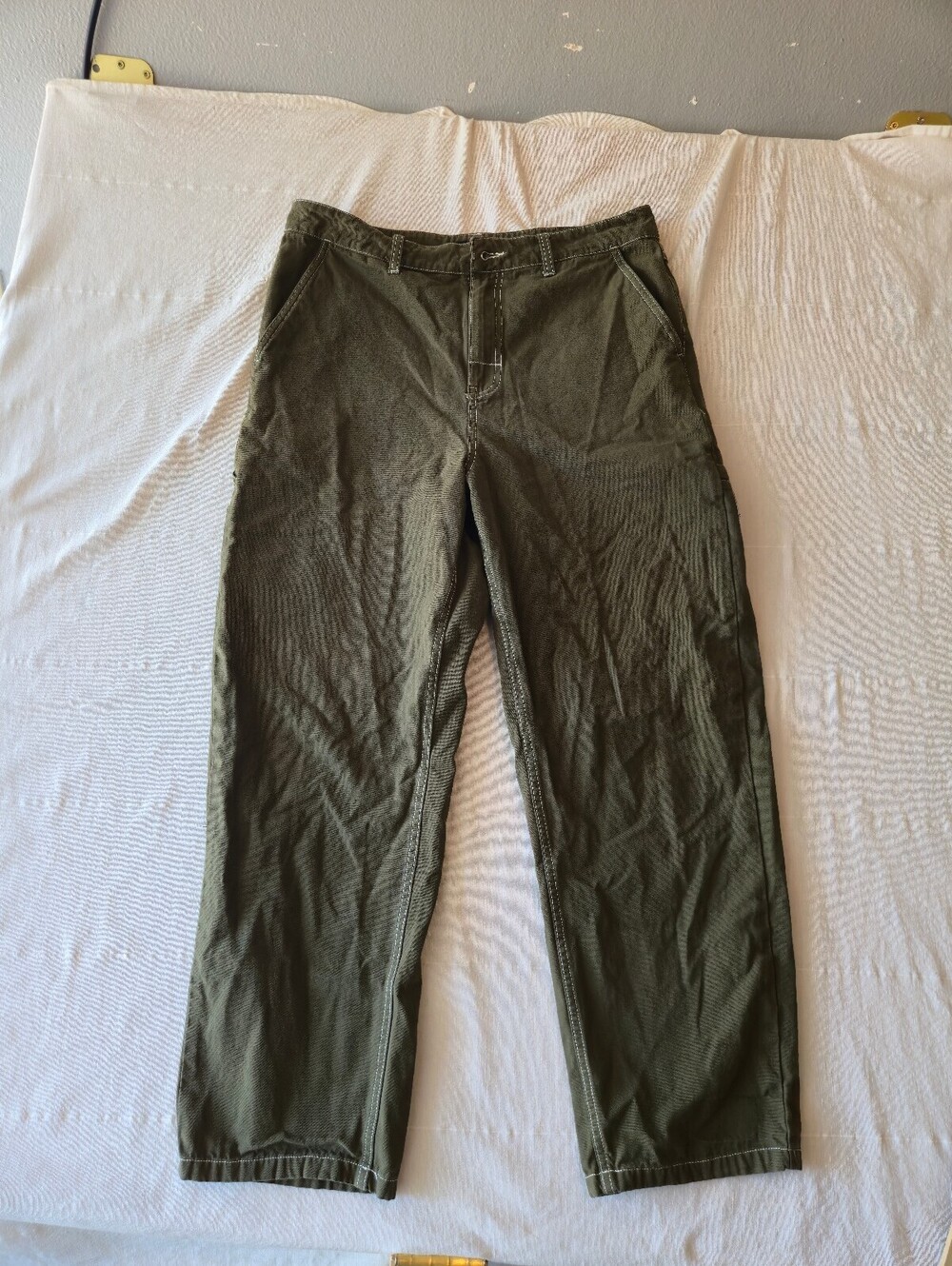 Vintage Y2k Rusty Olive Green Straight Leg Pants Size 32